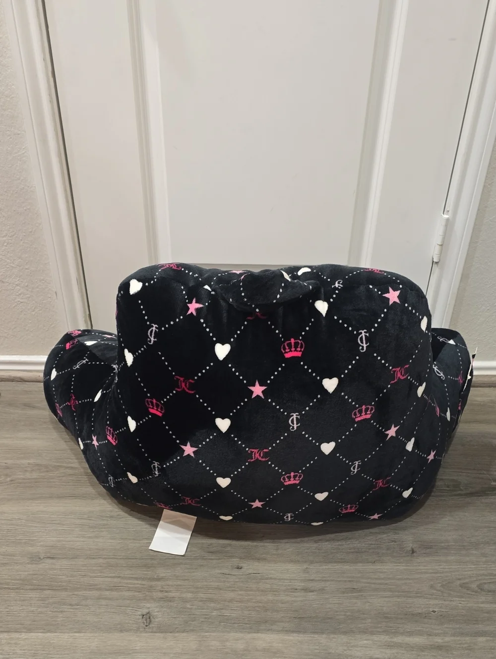 Juicy Couture Home JC Logo Crowns & Hearts Plush Bed Rest Pillow w/Cell Holder